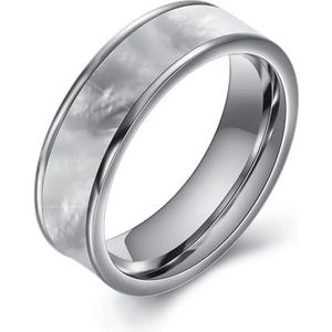 Damesmoderingen, veelzijdige ringen van titaniumstaal met schelpen, ringen van roestvrij staal, armbanden (Color : Steelcolor_6.)