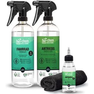 bio-chem 3-delige fietsreinigingsset - onderhoudsset voor alle fietsen, e-bikes & MTB - 1x fietsreiniger 750ml + 1 x aandrijfontvetter 750ml + 1 x aandrijfolie 100 ml