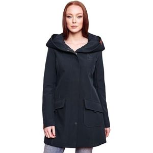 MARIKOO B856 Softshelljas voor dames, lange winterjas, waterafstotende outdoorjas, Donkerblauw, M