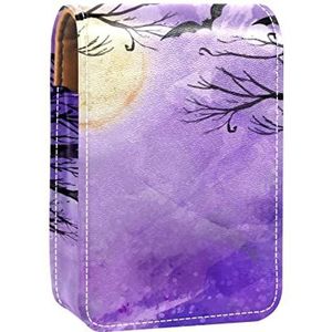 Lipgloss Houder Lipstick Case Draagbare Mini Lipstick Opbergdoos Reizen Lipstick Organizer Case met Spiegel voor Vrouwen Takken Paars, Meerkleurig, 9.5x2x7 cm/3.7x0.8x2.7 in