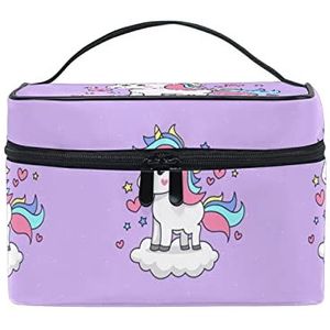 Schattige baby eenhoorn paard make-up tas voor vrouwen cosmetische tassen toilettas trein tas
