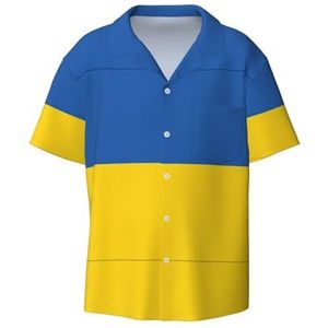 OdDdot Vlag van Oekraïne Print Heren Overhemden Atletische Slim Fit Korte Mouw Casual Business Button Down Shirt, Zwart, XXL