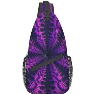 Sling Bag voor Vrouwen Mannen Romantische Strand Print Crossbody Schoudertas Borst Schouder Rugzak Reizen Wandelen Dagrugzak, Paarse foto, Eén maat