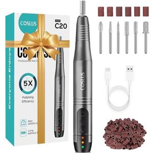 COSLUS Draadloze draagbare nagelfrees, elektrische nagelfrees, 11-in-1 professionele manicure en pedicureset, nagelvijl voor gelnagels en acrylnagels, nagelvormen, verwijderen van eelt