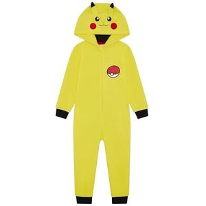 Pokemon Onesie Jongens | Kinderpyjama Pikachu Geel 3D Oren All In One Outfit | Gamer Merchandise, Geel, 4-5 jaar