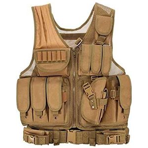 NC Tactical Air Gun Paintball Vest, Outdoor Jacht Verstelbaar lichtgewicht en Ademend Combat Training Vest, bruin, 32