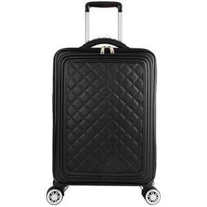Koffer Draagbare Reisbagage, Zachte, Rechtopstaande Handbagage Met 4 Spinnerwielen Dames Bagage (Color : Black, Size : 20inch)