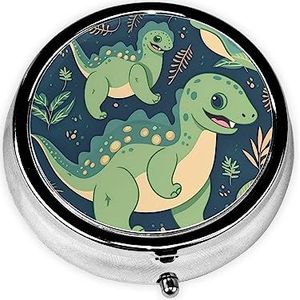 Leuke Dinosaurus Gedrukt Pil Doos 3 Compartiment Geneeskunde Pil Case Leuke Geneeskunde Organizer Reizen Pillendoos Draagbare Pil Container Houder