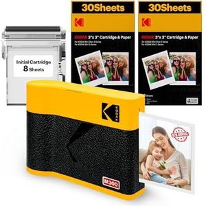 KODAK Mini 3 ERA 4PASS mobiele fotoprinter (7,6 x 7,6 cm) (geel, fotoprinter + pakket van 68 vellen)