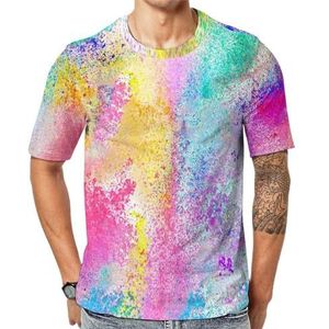 Multi gekleurde poeder mannen korte mouw grafische T-shirt ronde hals print casual tee tops 5XL