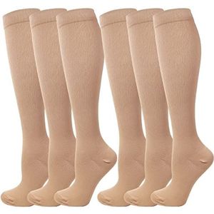 Kuzimua 6 paar compressiekousen, kniekousen, steunkousen, loopsokken voor dames en heren, sport, hardlopen, vliegen, reizen, zwangerschap, medische compressiesokken