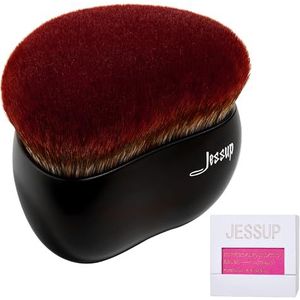 Jessup Foundation Make-up Kwast,Foundation Kwas Kabuki Brush Flat Top voor Gezicht Blush Vloeibare Poeder Foundation Brostel voor Blending Dotting Buffing Geschenkdoos, Zwart SF001