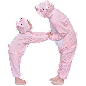 D'BOON Volwassenen Kids Roze Varken Onesie Animal Pyjama eendelig Nachtkleding Kostuum(hoogte(119-128cm))