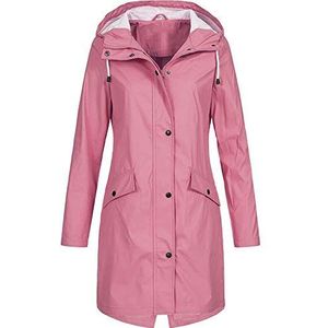 Kanpola Overgangsjas voor dames, outdoor, waterdicht, winddicht, regenjas, capuchonjas, jas met capuchon, y-roze, 42