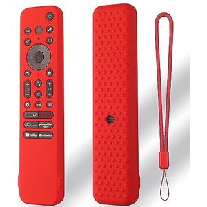 Externe hoes siliconen hoes voor Sony RMF-TX810U RMF-TX811U RMF-TX910U-afstandsbediening, schokbestendige antislip beschermhoes met koord (rood)