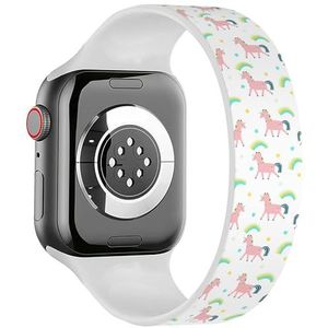 Solo Loop Band Compatibel met All Series Apple Watch 38/40/41mm (Fashion Kids Print Magic Eenhoorn) Elastische Siliconen Band Strap Accessoire, Siliconen, Geen edelsteen