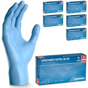ARNOMED wegwerphandschoenen blauw S, nitril handschoenen 500 stuks (5 dozen), poedervrij & latexvrije handschoenen, wegwerphandschoen in XS-XXL, wegwerp handschoenen, wegwerp handschoen