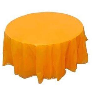 MOHUIED 213 cm ronde tafelkleden PVC stof elegant effen tafelkleed bruiloft verjaardagsfeestje decoratie veeg schoon tafelkleed (kleur: oranje)