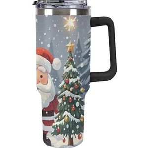 STVNKML 40 oz beker met handvat magische kerst roestvrijstalen koffiemok herbruikbare reismok lekvrije geïsoleerde autobeker grote capaciteit beker voor reizen, buiten, thuisgebruik (zwart)