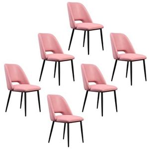 GEIRONV Keuken eetkamerstoelen Set van 6, zwarte benen lounge vergadering kantoor computer stoel Pu Lederen woonkamer zijstoel Eetstoelen (Color : Pink)