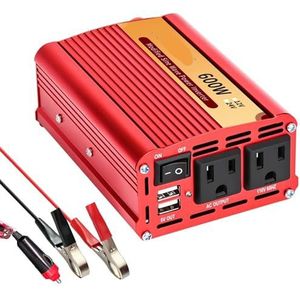 Stroomomvormer, 1600W, omvormer, DC 12V/24V naar AC, auto-omvormer met dubbele USB-autoadapter(600W 24V)