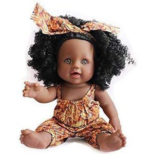 BigForest Black Girl Dolls 12 inch Vinyl African American Doll Lifelike Baby Play Dolls for Kids Perfect for Gift(A)