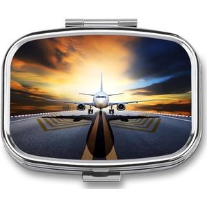 Rugzak Vliegtuig Pil Organizer Vierkante Geneeskunde Case met Spiegel Dagelijkse Pillen Dozen voor Portemonnee Mini Medicijn Opslag Container Doos Compacte Pillenhouder voor Vitamines