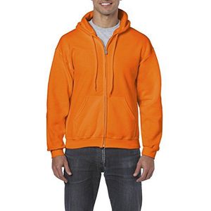 GILDAN Heren trui met capuchon volwassenen 50/50. Full Zip Hooded Sweat/18600, effen, Orange (Safety Orange 193), S