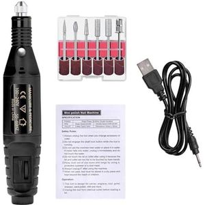 Vereenvoudigde elektrische nagelschuurmachine Pedicure manicure gereedschap Professionele nagelboormachine Geluidsarme snijders Nagelvijlset(Black)
