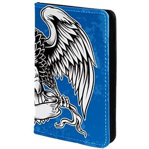 Paspoorthouder, paspoorthoes, paspoortportemonnee, reisbenodigdheden boos Noord-Amerikaanse Bald Eagle blauw, Meerkleurig, 11.5x16.5cm/4.5x6.5 in