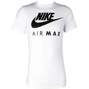NIKE Air Max Tee Heren Sport Fitness Katoenen Shirt Wit/Zwart, Groot, wit, L