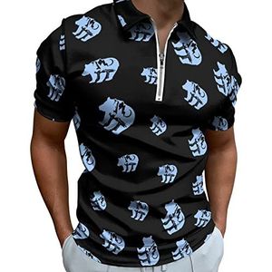 Beer Mountain Moon Half Zip-up Polo Shirts Voor Mannen Slim Fit Korte Mouw T-shirt Sneldrogende Golf Tops Tees 6XL