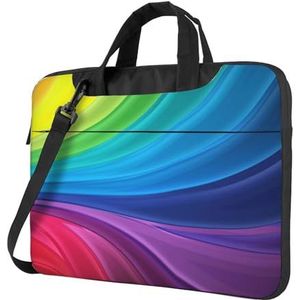 CZZYH Laptophoes met gevoerde schouderriem en handvat, kleurrijke swirl-strips laptoptas voor dames en heren, Zoals getoond, 13 inch