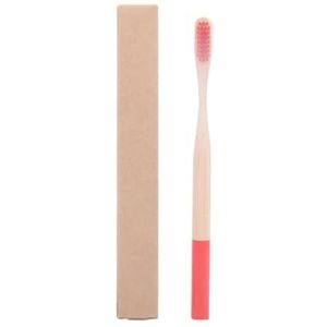 Pure Bamboe Tandenborstel Nylon Orale Schoonmaak Borstel Zachte Houtskool Varkenshaar Tanden Gereedschap, rood