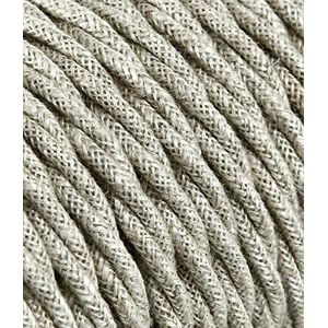 Textielkabel voor lamp, stofkabel 2-aderig (2x0,75 mm2) - canvas beige. Made in Italy 5 Meter
