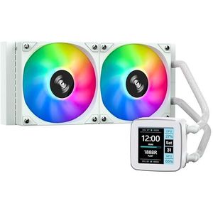 SAMA LD 240mm AIO - CPU Liquid Cooler - Aanpasbaar 2,8"" vierkant LCD-scherm voor afbeeldingen - 3 × 120 mm CPU-koeler ARGB PWM-ventilator voor Intel: LGA775,115X,1366,1200,1700 AMD:AM5,AM4 - wit
