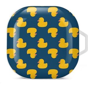 Gele rubberen eend oordopjes hoesje compatibel met Samsung hard shell beschermhoes witte stijl