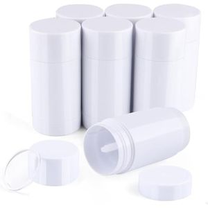 Parfumlism 6 Pack Ronde Lege Deodorant Containers Plastic Twist-up Deodorant Flessen Hervulbare Lippenbalsem Buizen voor DIY Deodorant Lippenbalsem Lippenstift Gemakkelijk te Vullen (30 ml, Wit)
