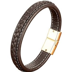 APMGONT armband voor heren, heren leren armband, heren gevlochten leren armband, armbanden voor heren met roestvrijstalen magneetverschluss, 19/21/23 cm papa armband, huwelijksdag cadeaus voor heren