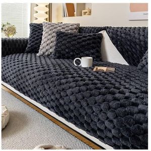 Grappige Fuzzy Bankhoes Ultrazachte Kunstbont Bankhoezen Luxe Pluche Bankhoes Fluffy Harige Sectionele Bank Handdoek Warme Balkondeken Wasbare Meubelhoes 2024(Black,110 * 240cm)