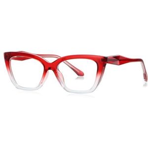 moomoobird Cat Eye Bril voor Vrouwen TR90 Frame Vierkante Retro Bril Vrouwelijk, Rood met helder