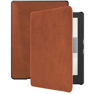 Lunso - Geschikt voor Kobo Aura H2o edition 1 hoes (6.8 inch) - Lederen sleep cover - Cognac