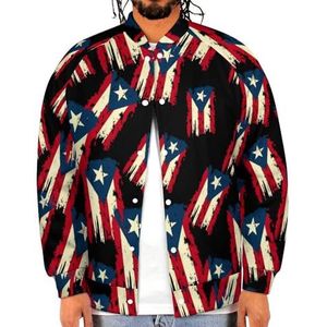 Vintage Verontruste Puerto Rico Vlag Grappige Mannen Baseball Jacket Gedrukt Jas Zachte Sweatshirt Voor Lente Herfst
