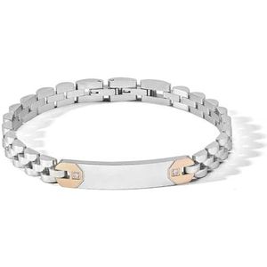 Comete Herenarmband uit de collectie Zip. Armband van gepolijst staal met rosékleurige PVD en witte zirkonia. Maat: Armbandlengte 21,5 cm. Referentie: UBR 1172., Gelegeerd staal