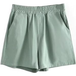 Pegsmio Vrouwen Elastische Hoge Taille Zakken Aan Beide Zijden Zomer Katoen Buitenkleding Shorts, En8, XXL