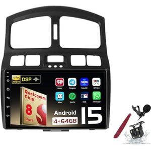 Android 15 Autoradio Sat Navi voor H-yundai Santa Fe (2005-2015) 9 Inch Touchscreen Multimedia Speler met Draadloze Carplay GPS Navigatie FM RDS Bluetooth 5G-WiFi SWC DSP,M100s