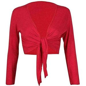 FAIRY TRENDZ LTD Nieuwe Dames Shrug Tie Up Lange Mouw Top Womens Plain Cropped Bolero Shrug UK 8-26