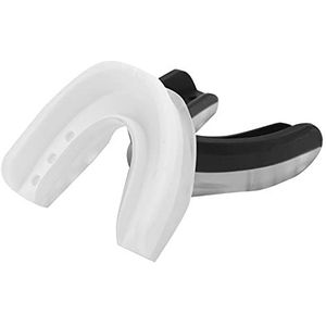 Mondbeschermer, tandenbeschermer 2,2 x 2 x 0,8 inch Voorkom interne snijwonden voor jeugdtieners en volwassenen voor basketbal, voetbal, honkbal(Wit en zwart)