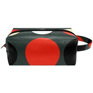 Make-up tas PU-leer,make-up tas voor op reis,zwart rood witte stippen,Cosmetische organizer voor dames