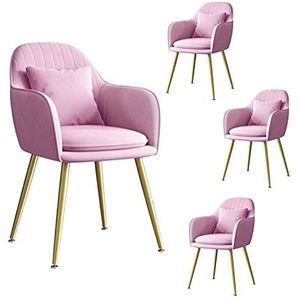 GEIRONV Fluwelen metalen benen dining stoel set van 4, for woonkamer slaapkamer appartement lounge stoel met kussensleun Eetstoelen (Color : Purple)
